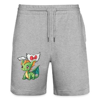Drachen Baby Eierschale Geburt schlüpfen Ei Kinder - Stanley/Stella Unisex Bio Joggingshorts Trainer  - Grau meliert - Vorne - Nik (191cm) & Marisol (170cm)