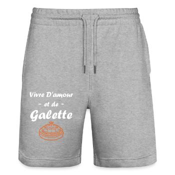 Galette - Short de jogging bio TRAINER Stanley/Stella unisexe - gris chiné - Devant - Nik (191cm) & Marisol (170cm)