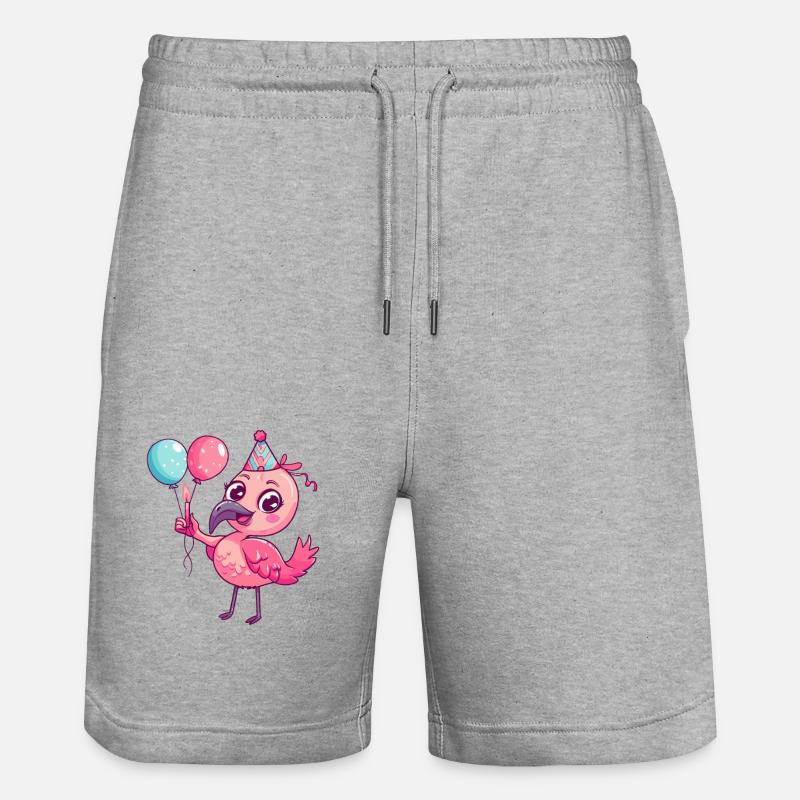 Flamingo Anniversaire Bande dessinée Mignon - Short de jogging bio TRAINER Stanley/Stella unisexe - gris chiné