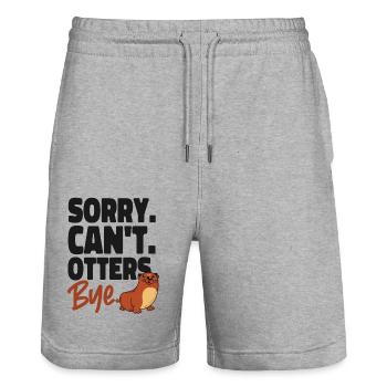 Otter Sorry. Can't. Otters. Bye. - Stanley/Stella Unisex Bio Joggingshorts Trainer  - Grau meliert - Vorne - Nik (191cm) & Marisol (170cm)