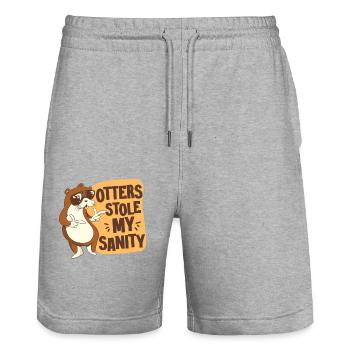 Otter Otters Stole My Sanity - Stanley/Stella Trainer Unisex Organic Jogging Shorts - heather grey - Front - Nik (191cm) & Marisol (170cm)