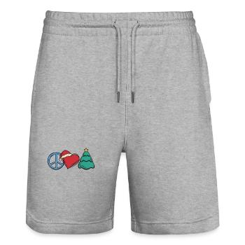 Christmas Weihnachten Xmas Peace Herz - Stanley/Stella Unisex Bio Joggingshorts Trainer  - Grau meliert - Vorne - Nik (191cm) & Marisol (170cm)