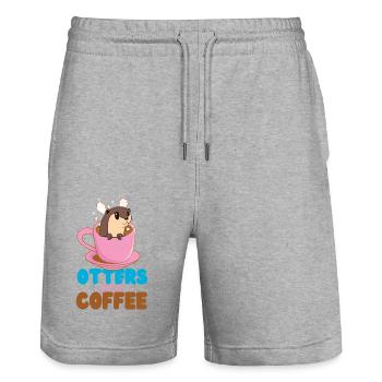 Otter Coffee Otters And Coffee - Stanley/Stella Trainer Unisex Organic Jogging Shorts - heather grey - Front - Nik (191cm) & Marisol (170cm)