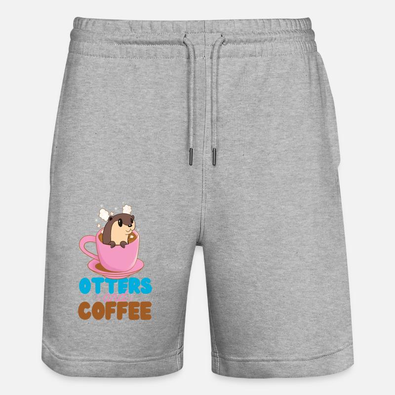 Otter Coffee Otters And Coffee - Stanley/Stella Trainer Unisex Organic Jogging Shorts - heather grey