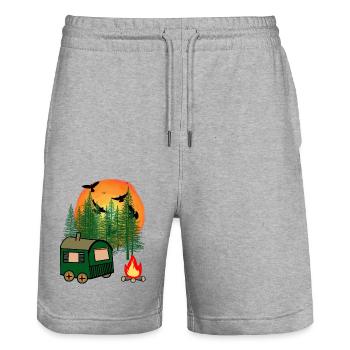 Construction trailer Leisure Outdoor Nature Nature Lovers - Stanley/Stella Trainer Unisex Organic Jogging Shorts - heather grey - Front - Nik (191cm) & Marisol (170cm)