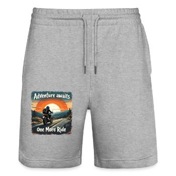 Adventure Awaits Motorrad Motorradfahrer Motorrad - Stanley/Stella Unisex Bio Joggingshorts Trainer  - Grau meliert - Vorne - Nik (191cm) & Marisol (170cm)