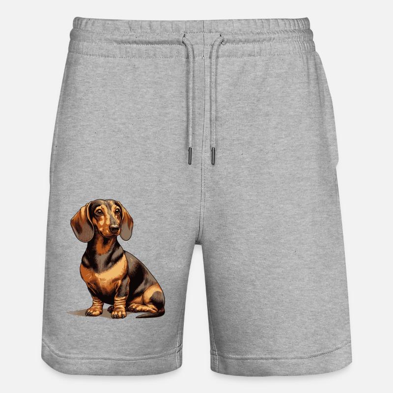 Sitzender Dackel - Stanley/Stella Unisex Bio Joggingshorts Trainer  - Grau meliert