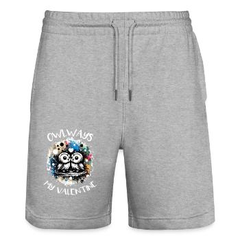 Owlways my Valentine Eule - Stanley/Stella Unisex Bio Joggingshorts Trainer  - Grau meliert - Vorne - Nik (191cm) & Marisol (170cm)