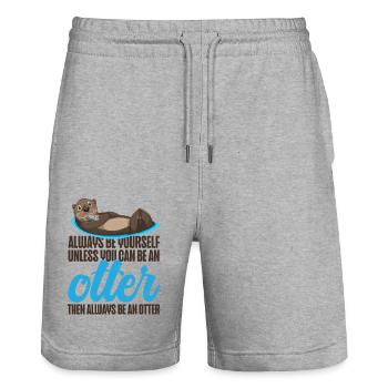 Otter Always Be Yourself Unless - Stanley/Stella Trainer Unisex Organic Jogging Shorts - heather grey - Front - Nik (191cm) & Marisol (170cm)