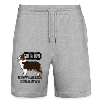 Gotta Love Australian Terrier - Stanley/Stella Trainer Unisex Organic Jogging Shorts - heather grey - Front - Nik (191cm) & Marisol (170cm)