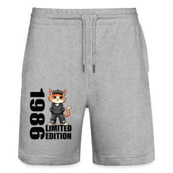 Limited Edition 1986 Birthday Born 1986 - Stanley/Stella Trainer Unisex Organic Jogging Shorts - heather grey - Front - Nik (191cm) & Marisol (170cm)