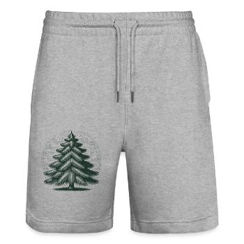 Illustration de sapin de Noël - Short de jogging bio TRAINER Stanley/Stella unisexe - gris chiné - Devant - Nik (191cm) & Marisol (170cm)