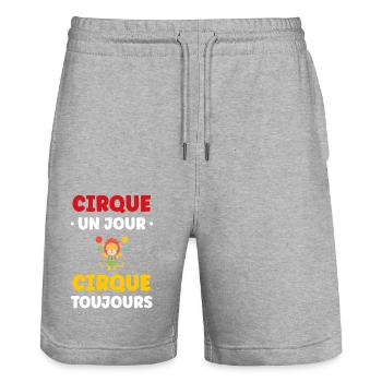 Humour cirque - Short de jogging bio TRAINER Stanley/Stella unisexe - gris chiné - Devant - Nik (191cm) & Marisol (170cm)