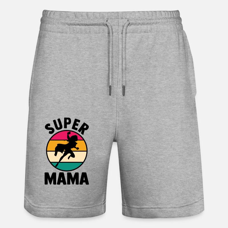 Mutter Superheldin Mama - Stanley/Stella Unisex Bio Joggingshorts Trainer  - Grau meliert