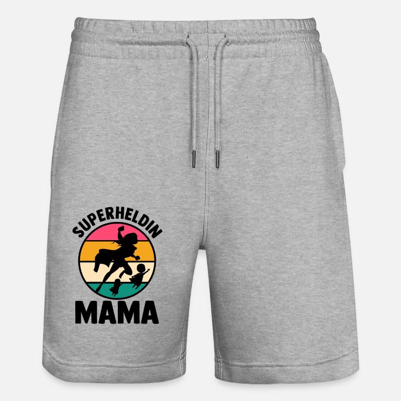 Mutter Superheldin Mama - Stanley/Stella Unisex Bio Joggingshorts Trainer  - Grau meliert