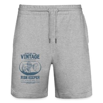 Gardien de poisson vintage poisson tropical anniversaire 1954 - Short de jogging bio TRAINER Stanley/Stella unisexe - gris chiné - Devant - Nik (191cm) & Marisol (170cm)