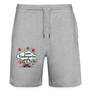 Team Kindergarten – Cute design for children - Stanley/Stella Trainer Unisex Organic Jogging Shorts - heather grey - Front - Nik (191cm) & Marisol (170cm)