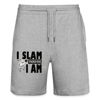 Poésie Slam I Slam Slam Poésie - Short de jogging bio TRAINER Stanley/Stella unisexe - gris chiné - Devant - Nik (191cm) & Marisol (170cm)