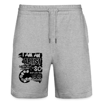 I Am An Artist - Stanley/Stella Trainer Unisex Organic Jogging Shorts - heather grey - Front - Nik (191cm) & Marisol (170cm)