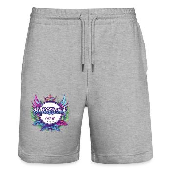 Équipage de Barcelone Coloré - Short de jogging bio TRAINER Stanley/Stella unisexe - gris chiné - Devant - Nik (191cm) & Marisol (170cm)