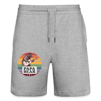 Papa Bear – Retro Design for Bear Lovers - Stanley/Stella Trainer Unisex Organic Jogging Shorts - heather grey - Front - Nik (191cm) & Marisol (170cm)