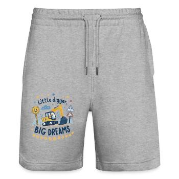 Little Digger Big Dreams – Cute Excavator Design - Stanley/Stella Trainer Unisex Organic Jogging Shorts - heather grey - Front - Nik (191cm) & Marisol (170cm)