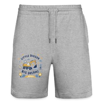 Little Digger Big Dreams – Cute Excavator Design - Stanley/Stella Trainer Unisex Organic Jogging Shorts - heather grey - Front - Nik (191cm) & Marisol (170cm)
