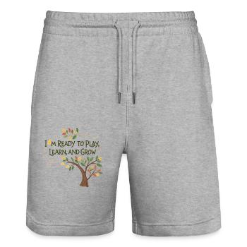 Spielend Lernen und Wachsen – Kindermotiv Design - Stanley/Stella Unisex Bio Joggingshorts Trainer  - Grau meliert - Vorne - Nik (191cm) & Marisol (170cm)