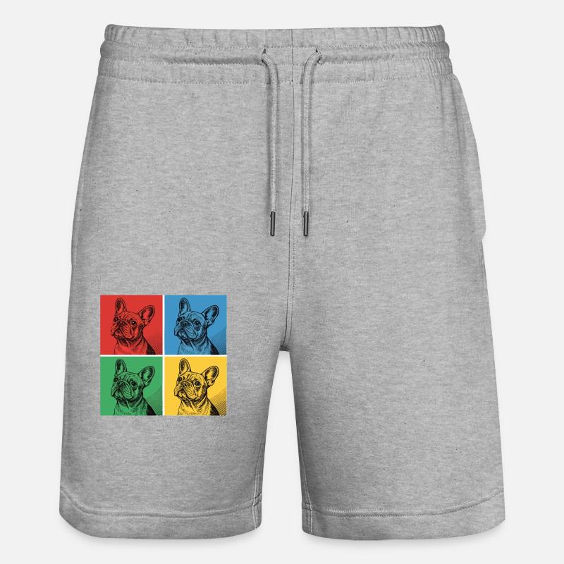 Bouledogue français Pop Art Design - Short de jogging bio TRAINER Stanley/Stella unisexe - gris chiné