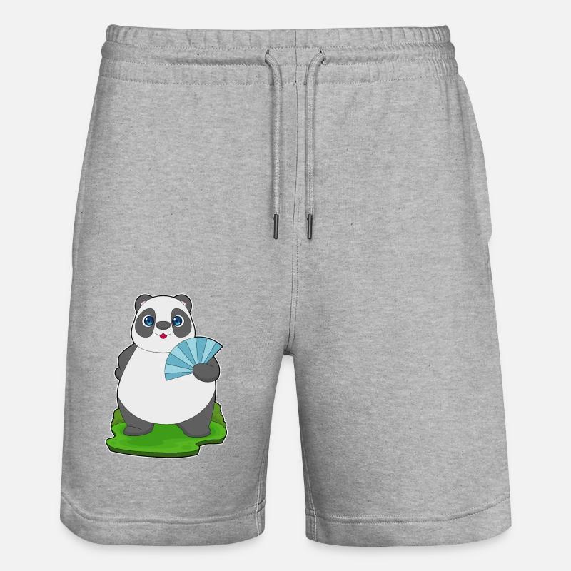 Ventilateur de poche Panda - Short de jogging bio TRAINER Stanley/Stella unisexe - gris chiné