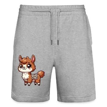 Lama enfant - Short de jogging bio TRAINER Stanley/Stella unisexe - gris chiné - Devant - Nik (191cm) & Marisol (170cm)