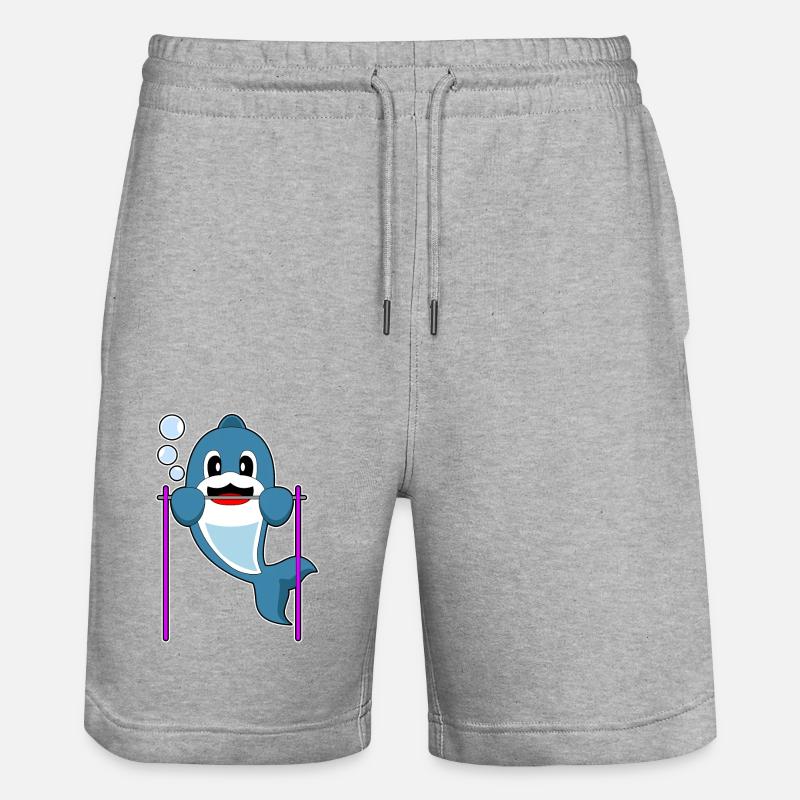 Dolphin Bodybuilder Pull-ups - Stanley/Stella Trainer Unisex Organic Jogging Shorts - heather grey
