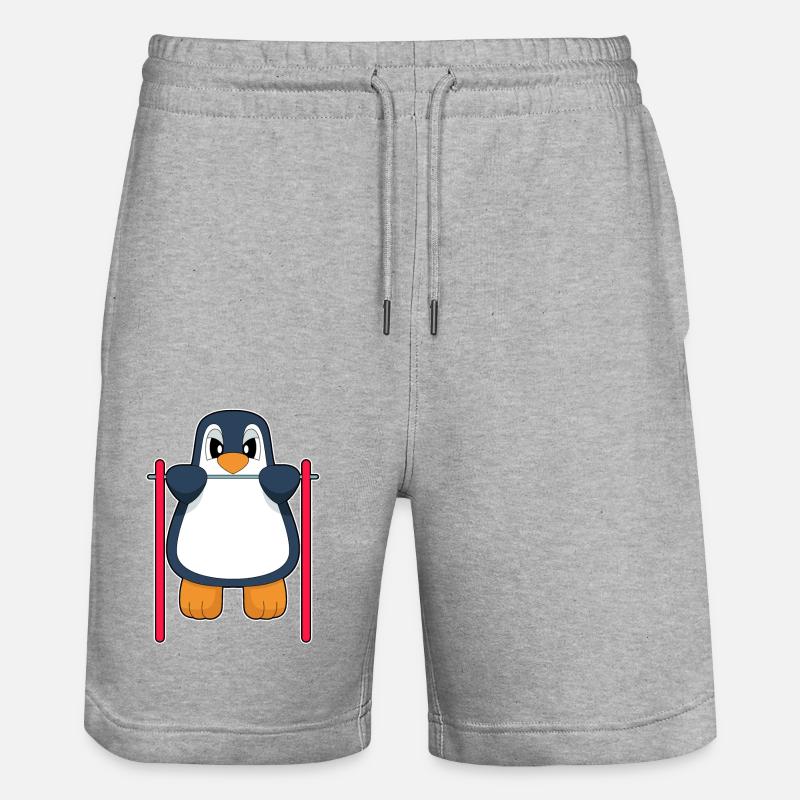 Penguin Bodybuilder Pull-ups - Stanley/Stella Trainer Unisex Organic Jogging Shorts - heather grey