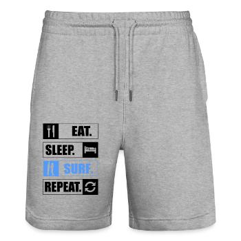 Eat Sleep Surf Repeat Surfen - Stanley/Stella Trainer Unisex Organic Jogging Shorts - heather grey - Front - Nik (191cm) & Marisol (170cm)