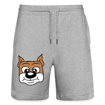 Visage de chien Petit Tête d’animal de compagnie Mignon - Short de jogging bio TRAINER Stanley/Stella unisexe - gris chiné - Devant - Nik (191cm) & Marisol (170cm)