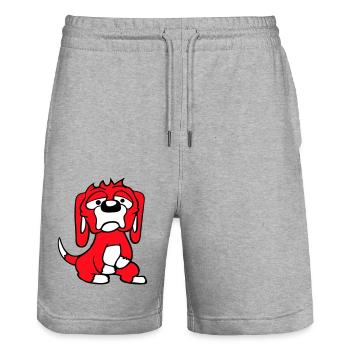 Le chien a l’air malheureux, triste, timide, peur - Short de jogging bio TRAINER Stanley/Stella unisexe - gris chiné - Devant - Nik (191cm) & Marisol (170cm)
