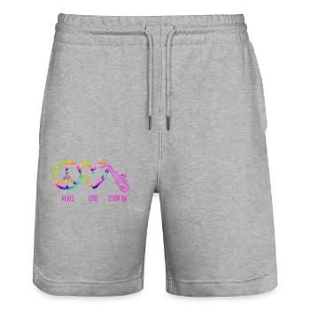 Saxophones Tie Dye Peace Love - Short de jogging bio TRAINER Stanley/Stella unisexe - gris chiné - Devant - Nik (191cm) & Marisol (170cm)