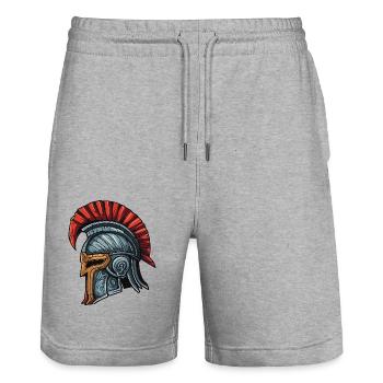 Spartan Warrior Casque Sparta - Short de jogging bio TRAINER Stanley/Stella unisexe - gris chiné - Devant - Nik (191cm) & Marisol (170cm)