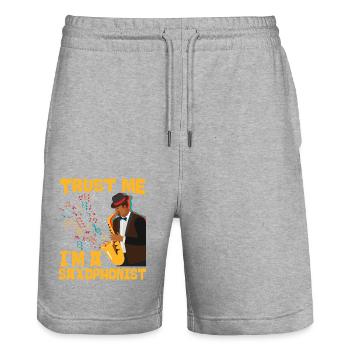 Saxophone Trust Me I'm A - Stanley/Stella Unisex Bio Joggingshorts Trainer  - Grau meliert - Vorne - Nik (191cm) & Marisol (170cm)