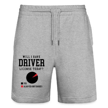 Will I Have Driver License Today Driving School - Stanley/Stella Trainer Unisex Organic Jogging Shorts - heather grey - Front - Nik (191cm) & Marisol (170cm)