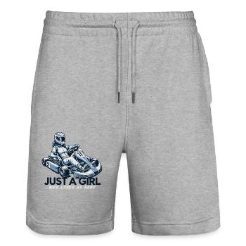 Nur Ein Mädchen Das Go-Kart Rennfahrer Liebt - Stanley/Stella Unisex Bio Joggingshorts Trainer  - Grau meliert - Vorne - Nik (191cm) & Marisol (170cm)