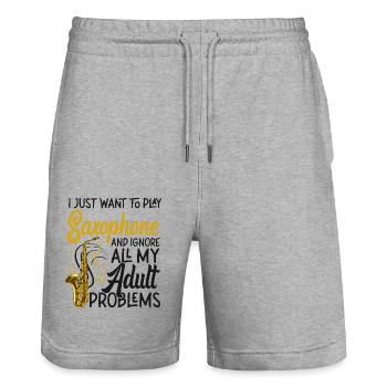 Saxophone I Just Want To Play - Stanley/Stella Unisex Bio Joggingshorts Trainer  - Grau meliert - Vorne - Nik (191cm) & Marisol (170cm)