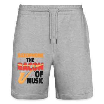 Saxophones Saxophones The Bacon Of - Stanley/Stella Trainer Unisex Organic Jogging Shorts - heather grey - Front - Nik (191cm) & Marisol (170cm)
