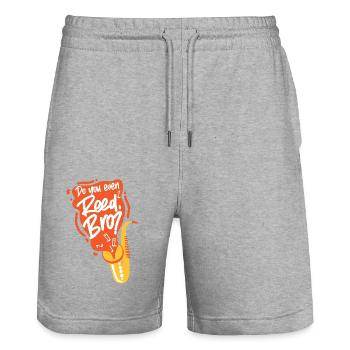Saxophones Do You Even Reed, Bro? - Stanley/Stella Trainer Unisex Organic Jogging Shorts - heather grey - Front - Nik (191cm) & Marisol (170cm)