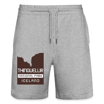 Thingvellir National Park - Iceland - Stanley/Stella Trainer Unisex Organic Jogging Shorts - heather grey - Front - Nik (191cm) & Marisol (170cm)