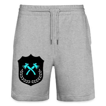 Armoiries Hache Haches - Short de jogging bio TRAINER Stanley/Stella unisexe - gris chiné - Devant - Nik (191cm) & Marisol (170cm)