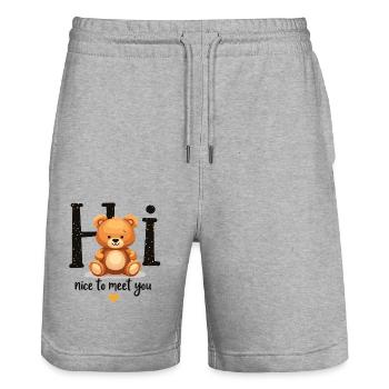 Mignon motif d’ours en peluche – mode enfantine avec un cœur - Short de jogging bio TRAINER Stanley/Stella unisexe - gris chiné - Devant - Nik (191cm) & Marisol (170cm)
