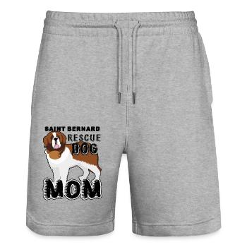 Saint Bernard Rescue Mom - Stanley/Stella Trainer Unisex Organic Jogging Shorts - heather grey - Front - Nik (191cm) & Marisol (170cm)
