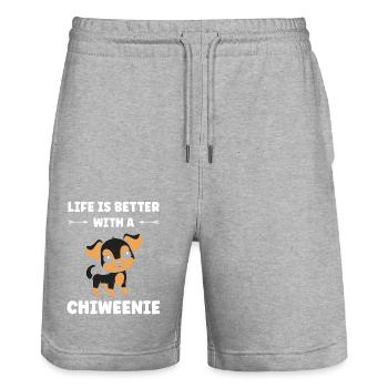Chiweenie - Short de jogging bio TRAINER Stanley/Stella unisexe - gris chiné - Devant - Nik (191cm) & Marisol (170cm)