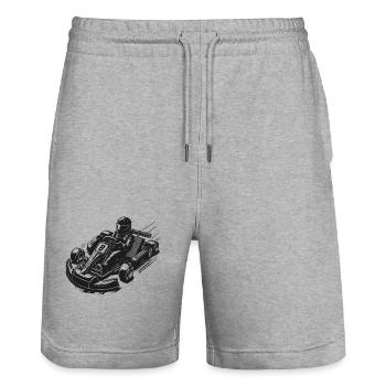 Retro Go-Kart Fahrer Vintage Design - Stanley/Stella Unisex Bio Joggingshorts Trainer  - Grau meliert - Vorne - Nik (191cm) & Marisol (170cm)